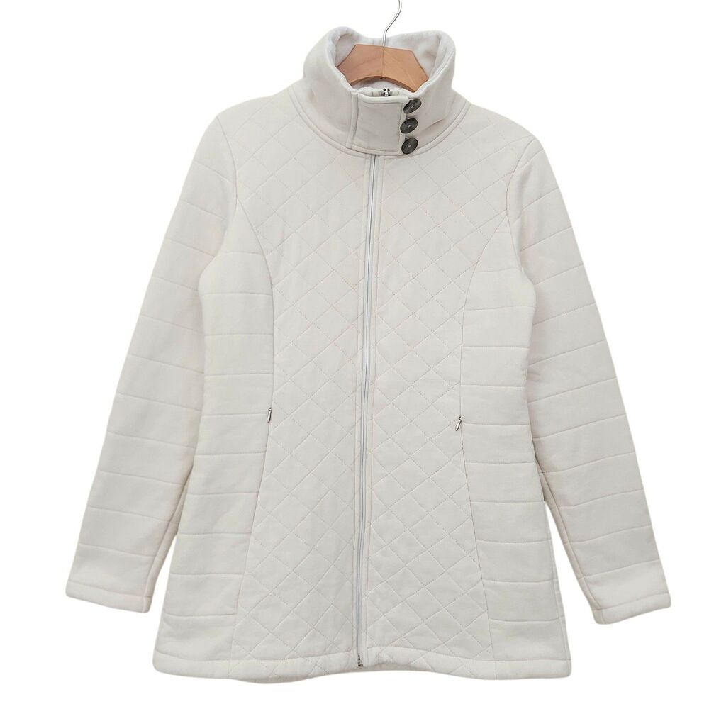 The North Face Womens Medium White Caroluna Quilted Fleece-Lined Jacket